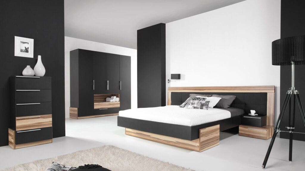 sypialnia w stylu black&white