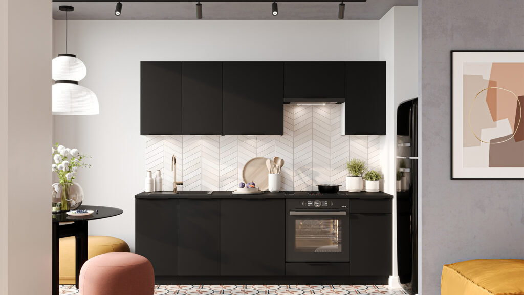 minimalistyczne meble kuchenne Mina w czerni