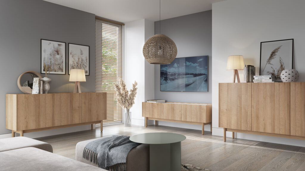 kącik tv w stylu boho