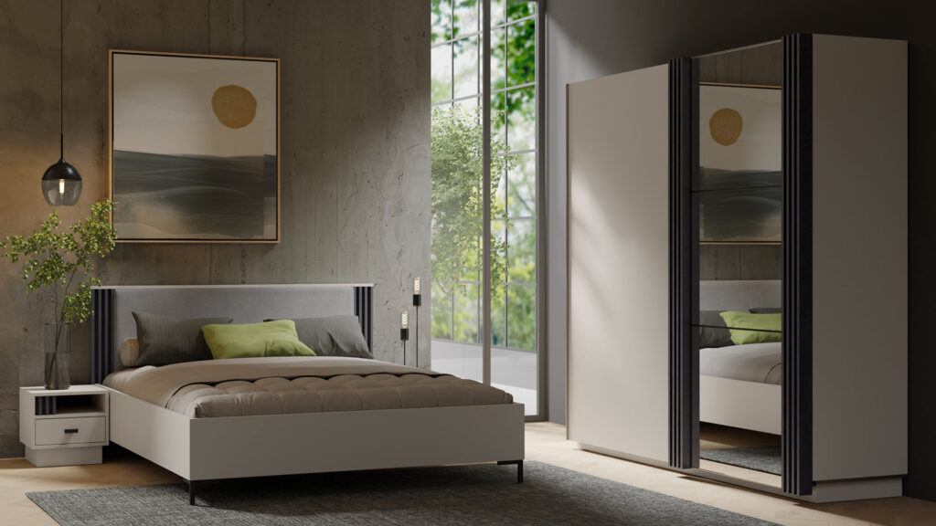 meble do sypialni w kolorze kaszmiru