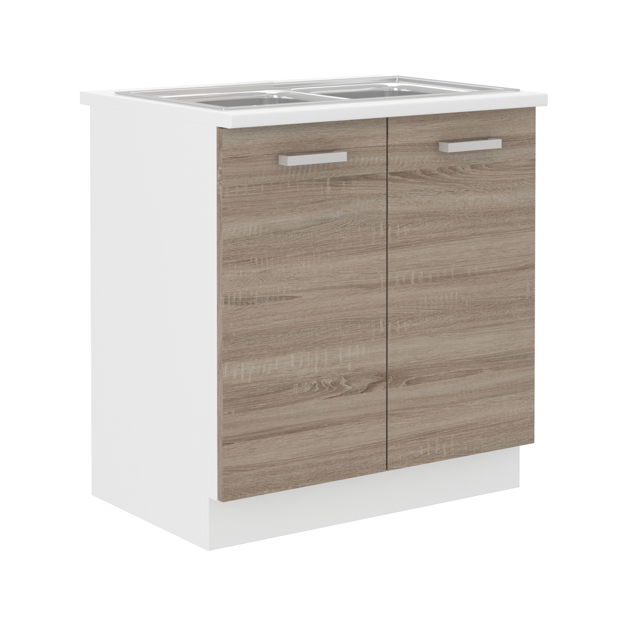 Szafka pod zlewozmywak 2 drzwi 80ZL 2F z blatem * Biały / Dąb Sonoma