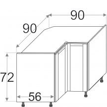 Szafka dolna stojąca narożna 2 drzwi 90 x 90 cm DRP90 OLIVIA SOFT Szkic (1)
