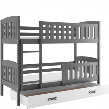 Łóżko piętrowe dziecięce KUBUŚ z materacami i szufladą Grafit Podstawowe (1)